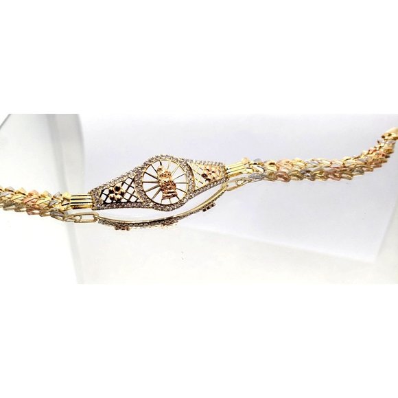 14k REAL GOLD women's Bracelets Guadalupe Circles or Rings pave - Picture 8 of 16